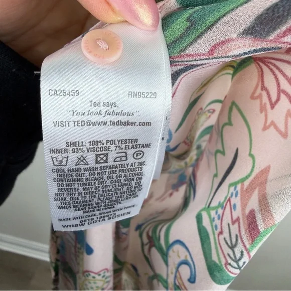 Ted Baker Pink Jungle Floral Maxi Dress Belted Sleeveless Occasion US 6 - Picture 11 of 12